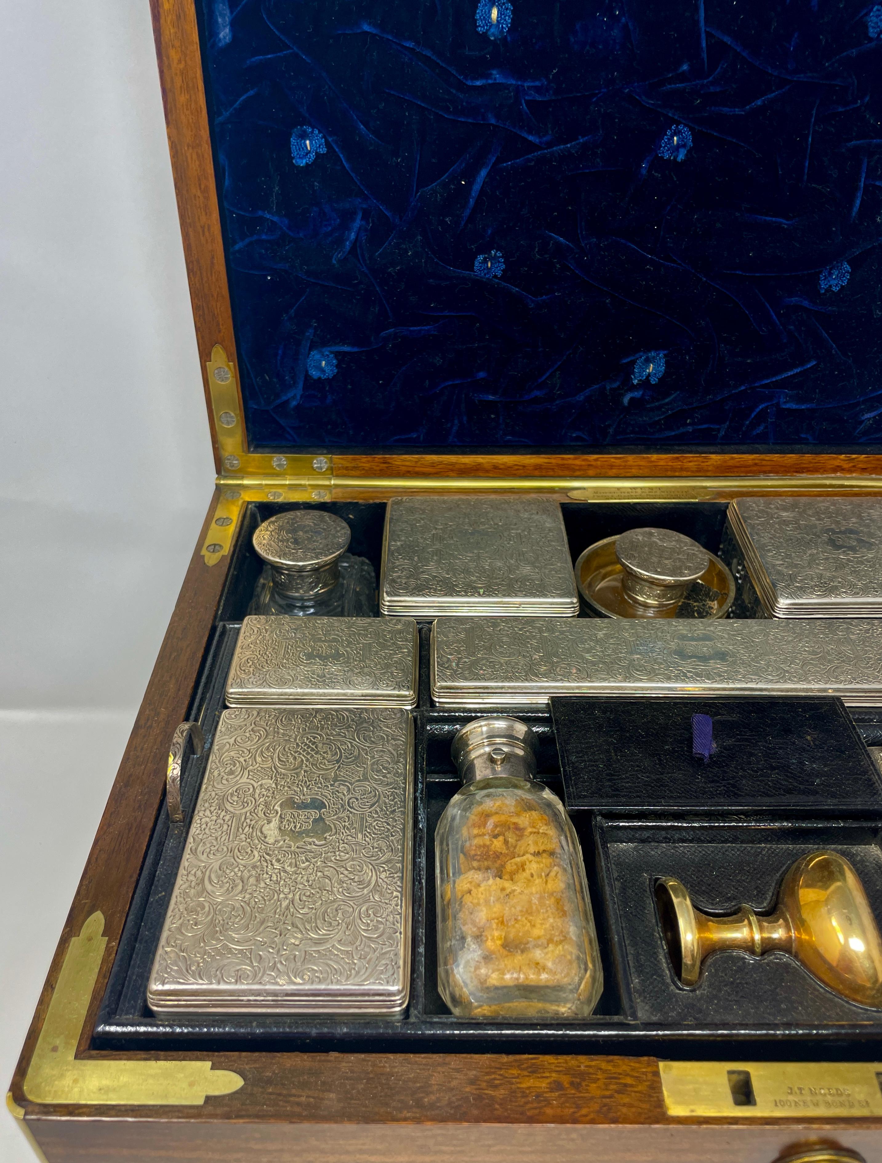 Silver Antique English Coromandel Fitted Traveler's Box Compendium, Circa 1850-1860 For Sale