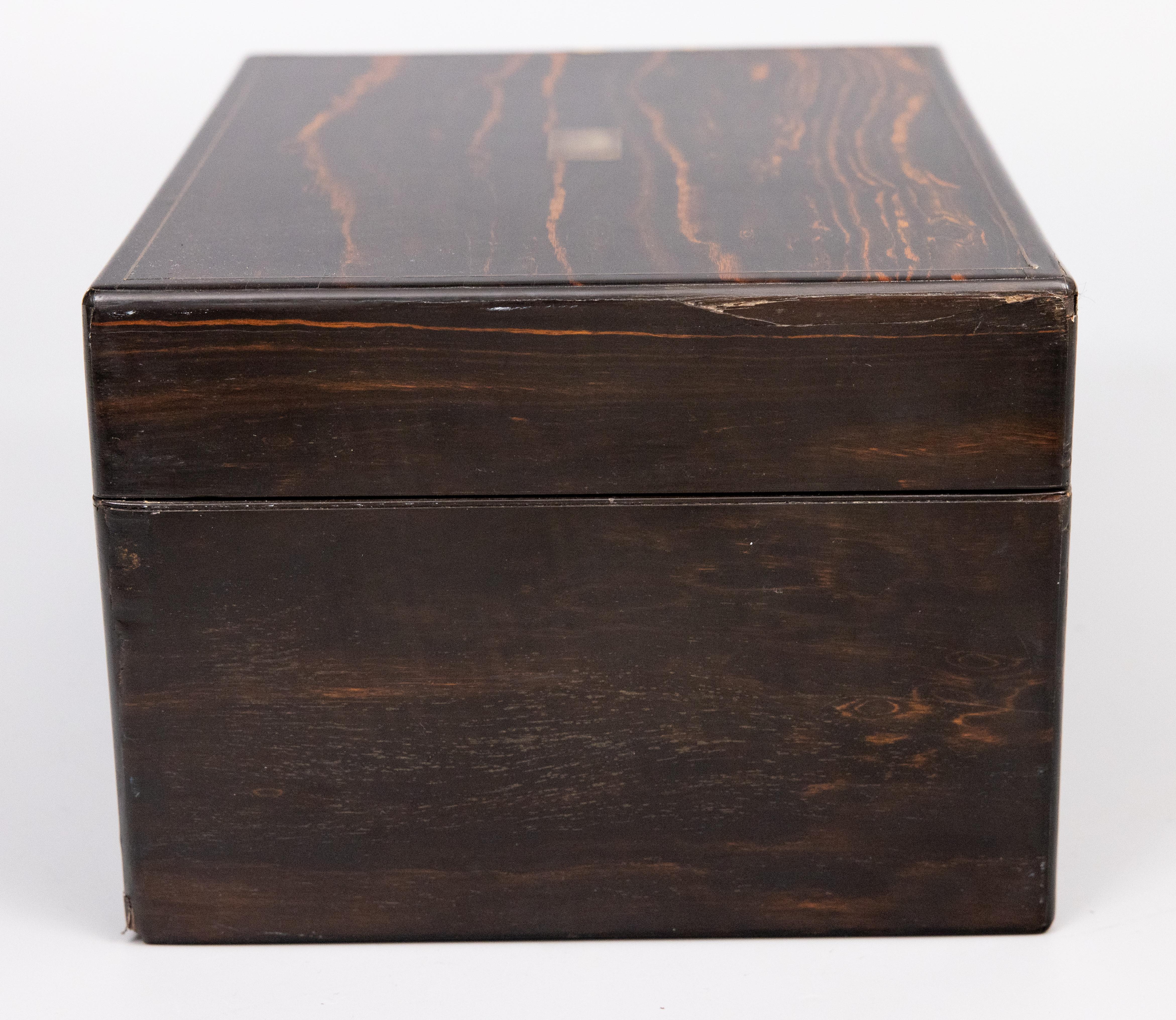 Victorian Antique English Coromandel Fitted Traveling Vanity Dressing Box, circa 1870 For Sale