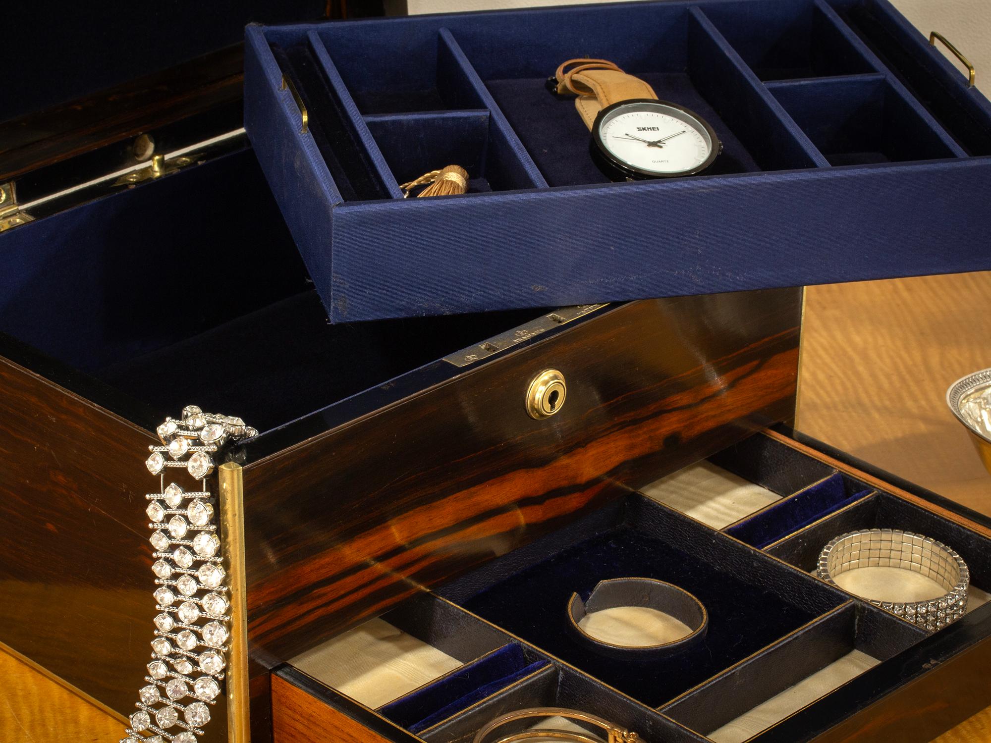 High Victorian Antique English Coromandel Jewelry Box