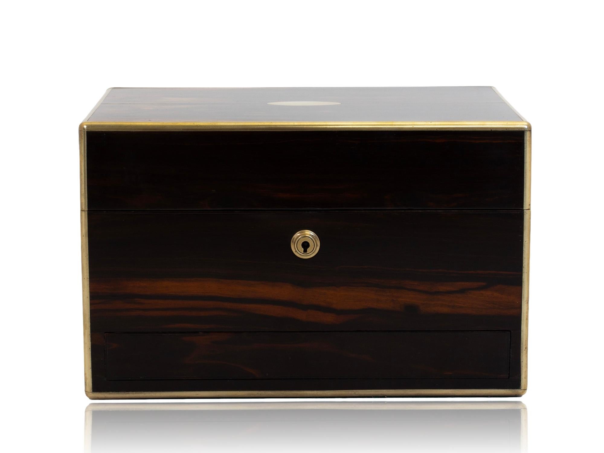 Brass Antique English Coromandel Jewelry Box