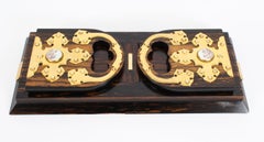 Antique English Coromandel & Ormolu Mounted Four Piece Desk Set Mid 19th Century