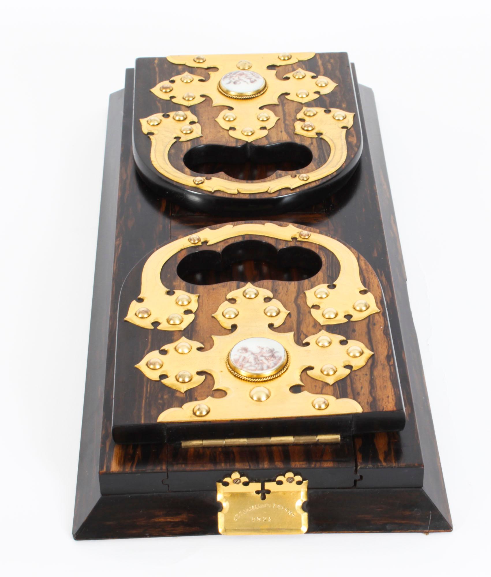 Antique English Coromandel & Ormolu Mounted Four Piece Desk Set Mid 19th C In Good Condition For Sale In London, GB