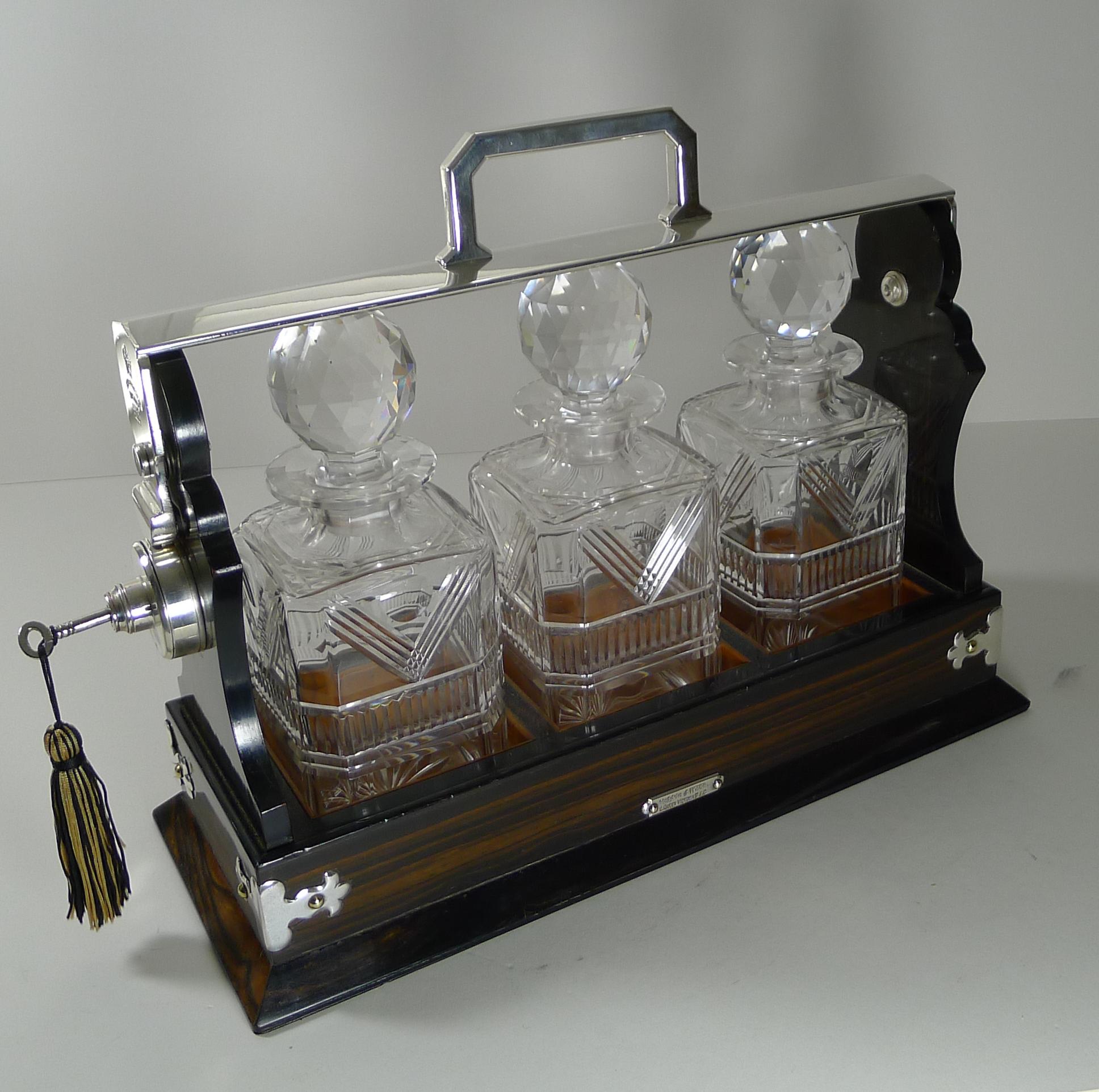 Antique English Coromandel & Silver Plated Tantalus, Mappin & Webb, c.1890 7