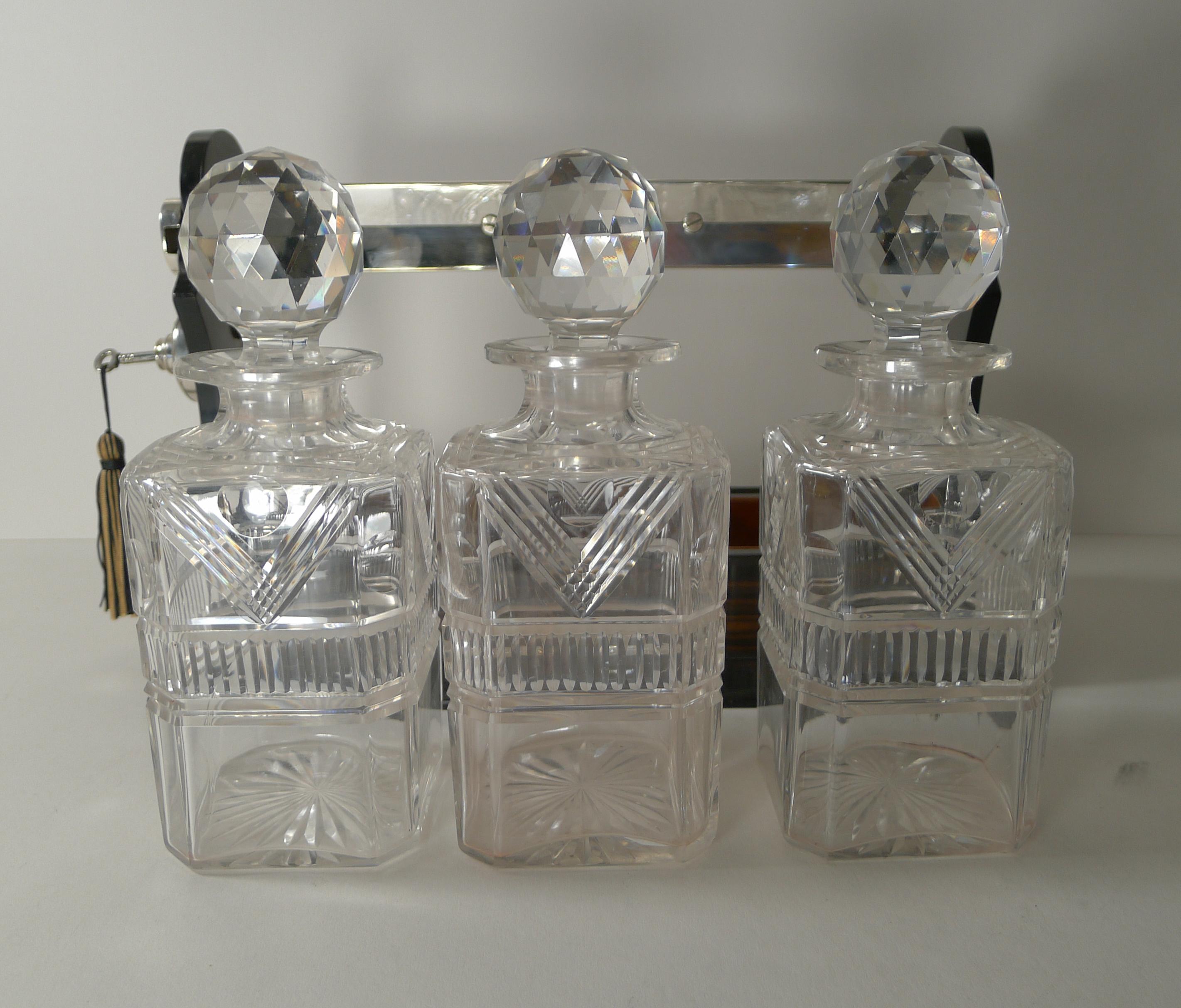 Antique English Coromandel & Silver Plated Tantalus, Mappin & Webb, c.1890 2