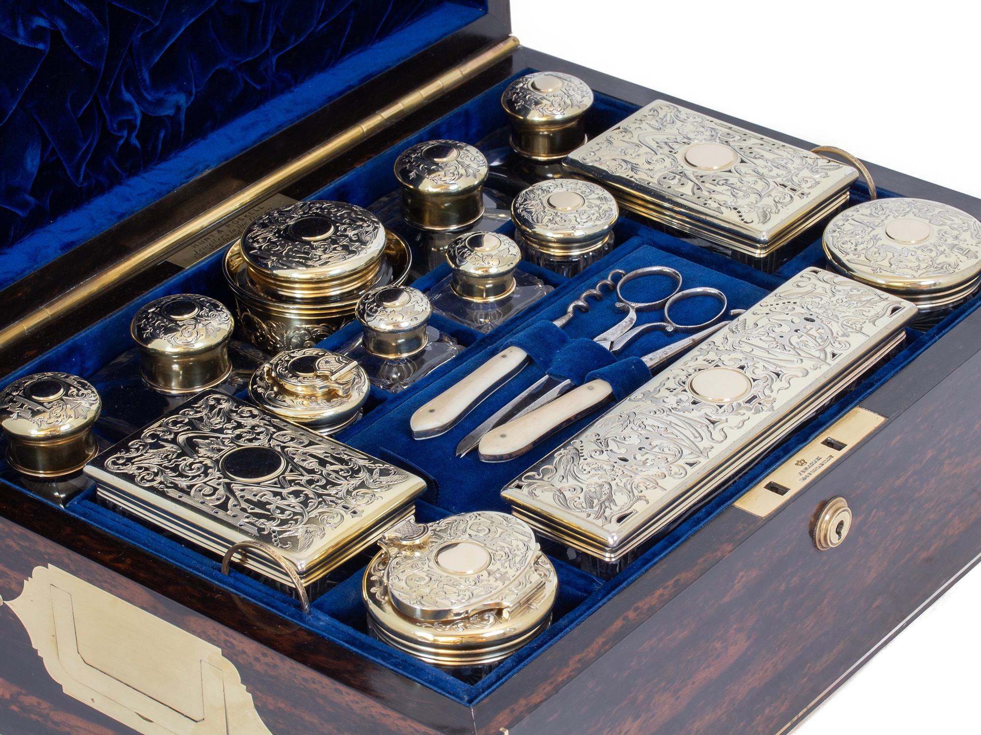 Antike englische Coromandel & Silver Vanity Box von Hunt und Roskell im Angebot 5