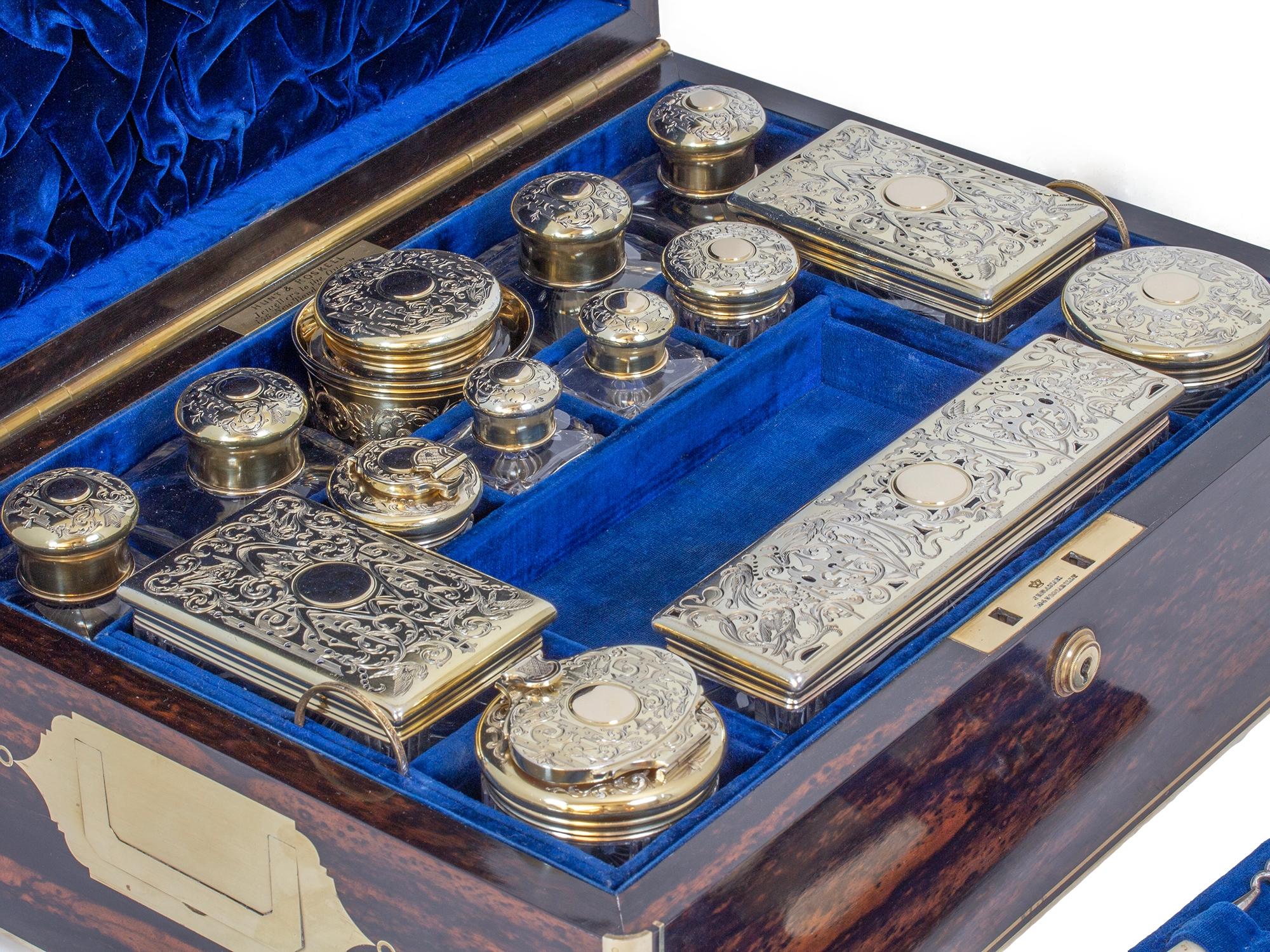 Antike englische Coromandel & Silver Vanity Box von Hunt und Roskell im Angebot 6