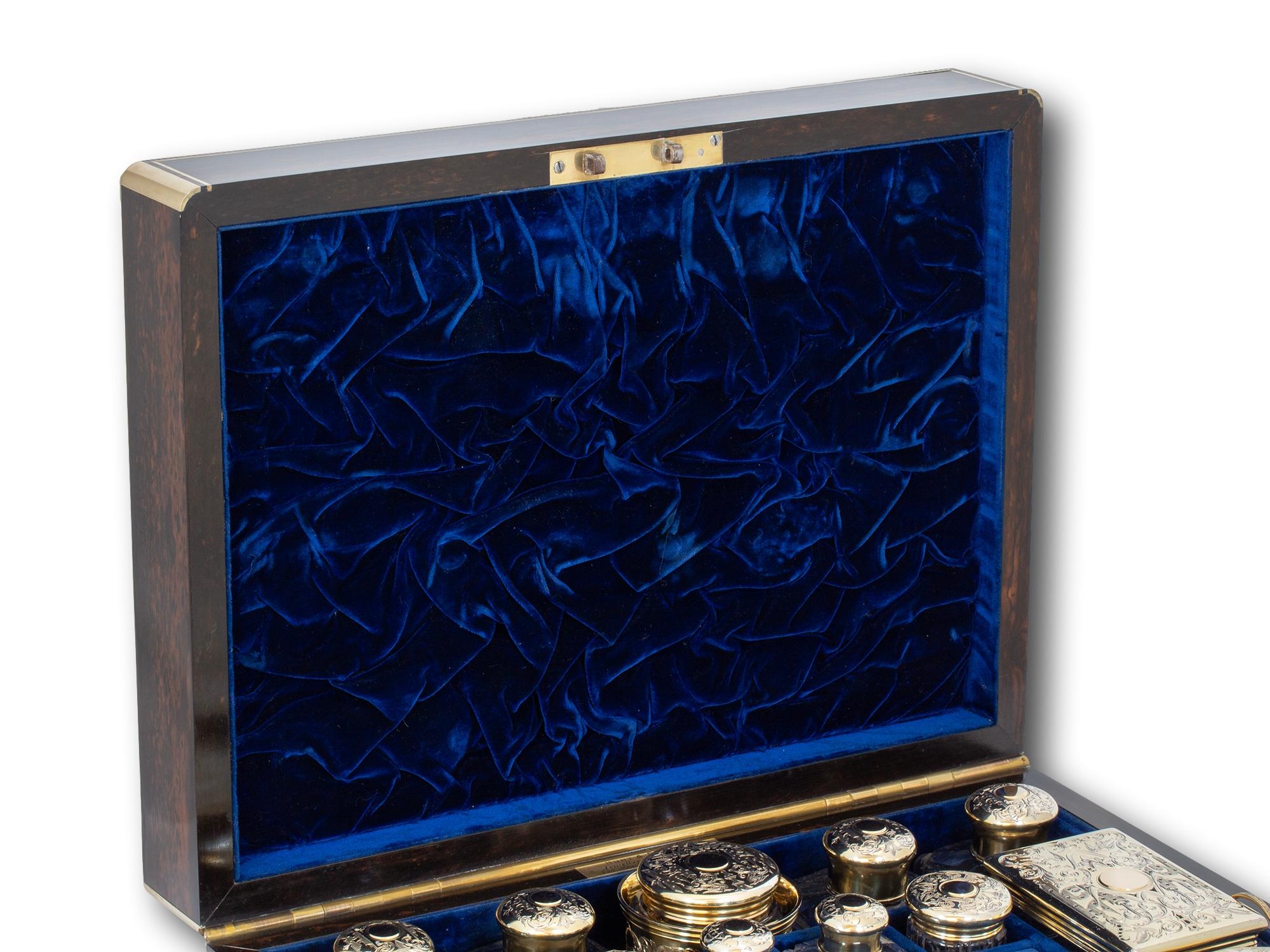 Antike englische Coromandel & Silver Vanity Box von Hunt und Roskell im Angebot 1