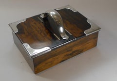 Antique English Coromandel & Sterling Silver Cigar Box - 1898