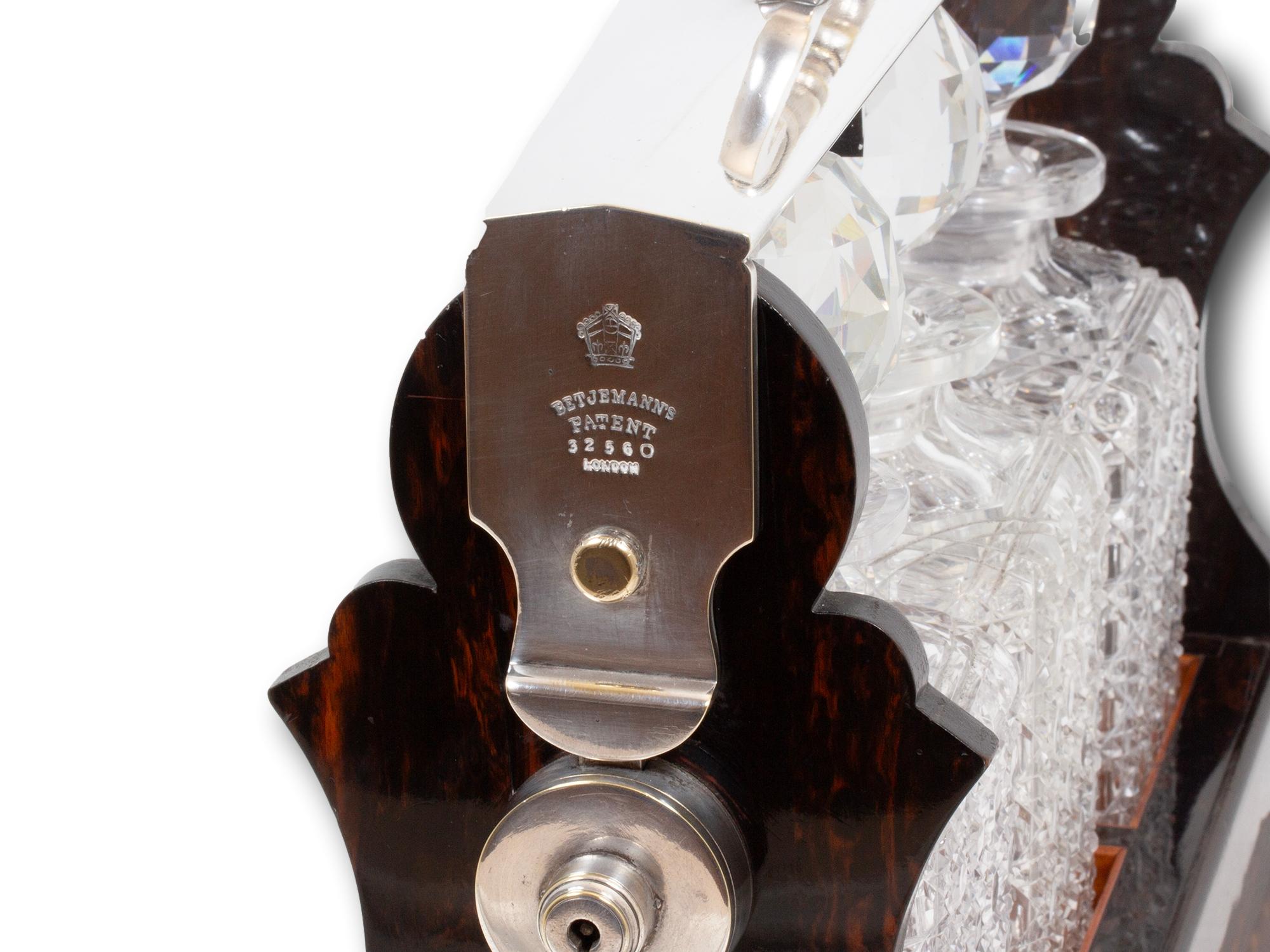 Hand-Carved Antique English Coromandel Turntable Tantalus by George Betjemann For Sale