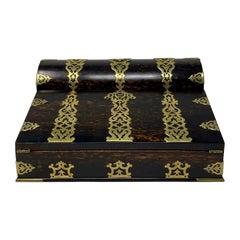 Antique English Coromandel Wood Writing Slope with Satinwood Interior Circa 1890