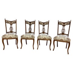 Chaises de salle à manger anglaises anciennes en acajou de style édouardien - Lot de 4