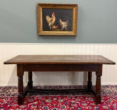 Antique English Country Farm Dining Breakfast Table Farmhouse 75" Wide Oak 19thC