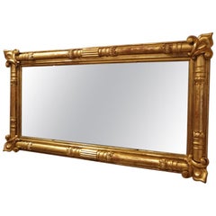 Antique English Country House 19th Century Gilt 3-Plate Mirror