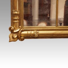 Antique English Country House 19th Century Gilt 3-Plate Mirror
