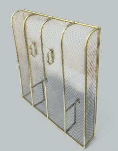 Antique English Country House Georgian Brass Fireplace Screen Surround Andrions