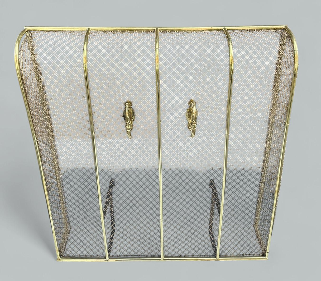 Antique English Country House Georgian Brass Fireplace Screen Surround Andrions In Good Condition For Sale In Dublin, Ireland