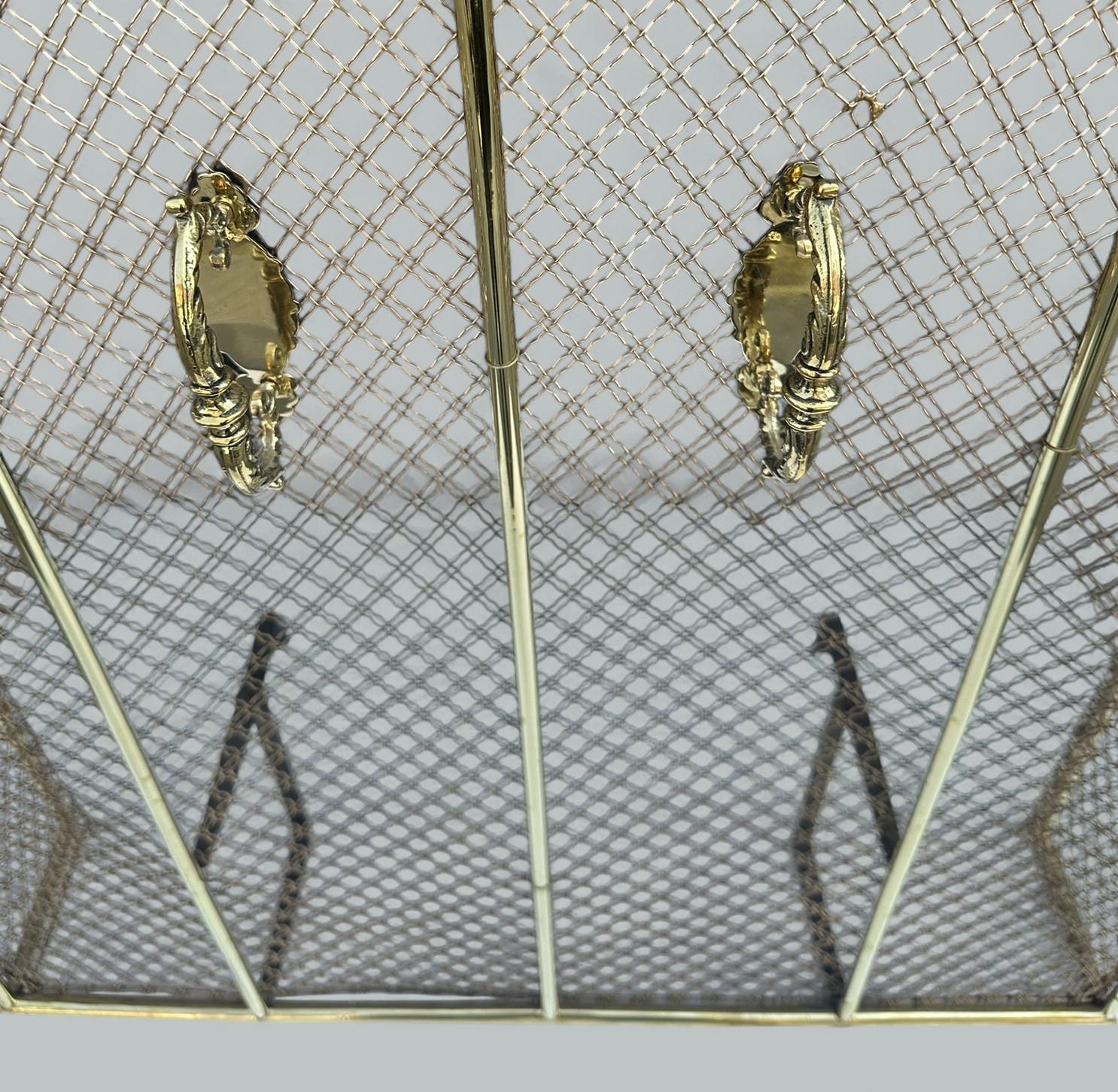 Antique English Country House Georgian Brass Fireplace Screen Surround Andrions For Sale 2
