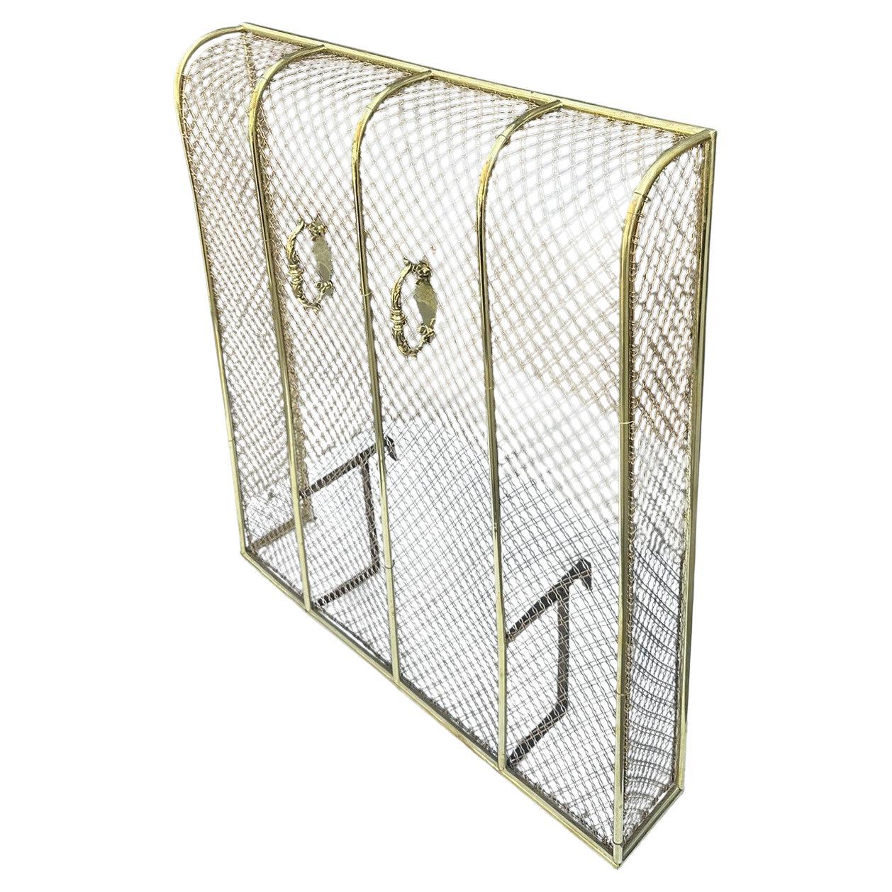 Antique English Country House Georgian Brass Fireplace Screen Surround Andrions For Sale