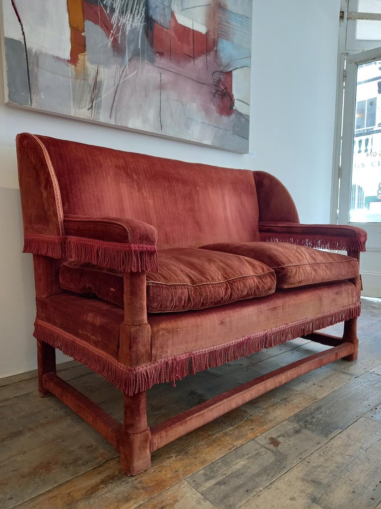 Antique English Country House Two-Seat velvet Sofa, circa 1900 at 1stDibs |  english country sofa, vintage red velvet couch, antique english sofa