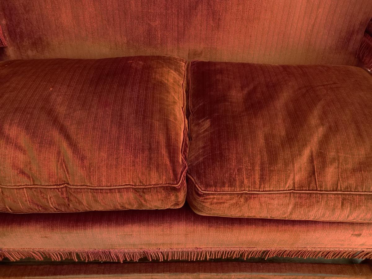 19th Century Antique English Country House Two-Seat velvet Sofa, circa 1900