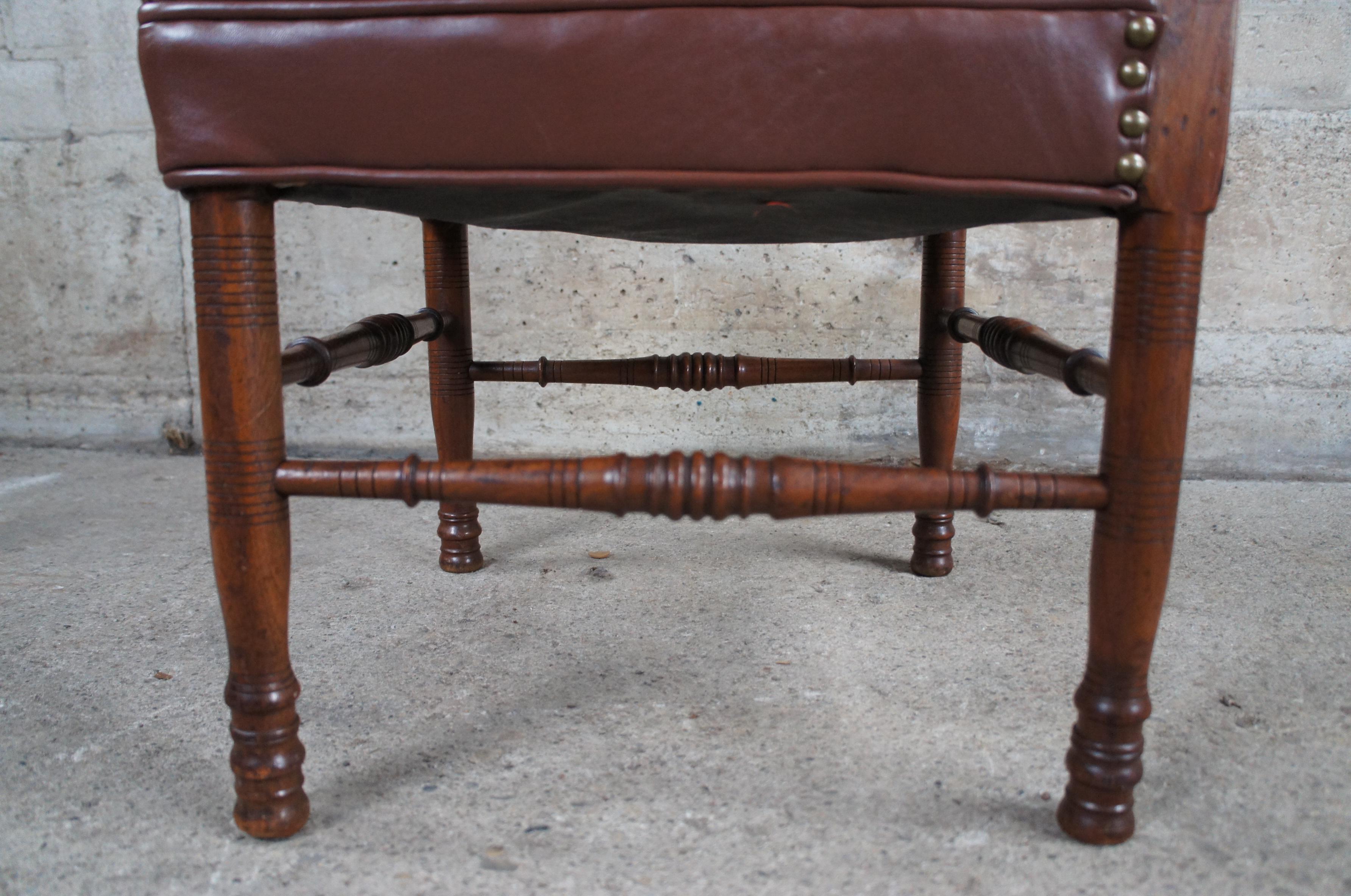 Antique English Country Mahogany Ladderback Roundabout Corner Arm Chair Seat For Sale 3