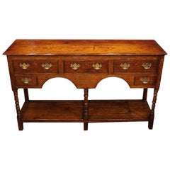 Antique English Country Oak Small Dresser Base, circa 1835