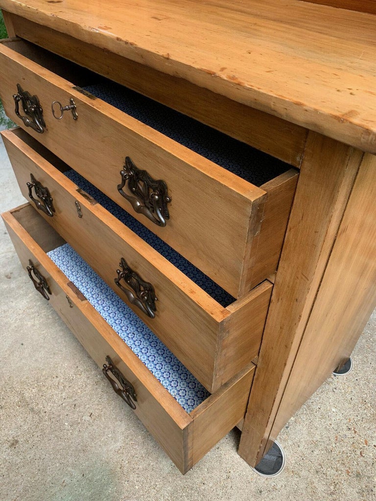 Antique English Country PINE Chest Drawers Sideboard Kitchen