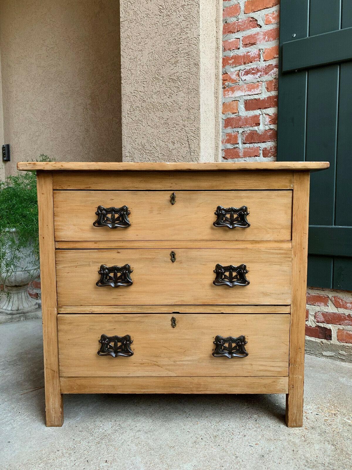 British Antique English Country PINE Chest Drawers Sideboard Kitchen Cabinet Table