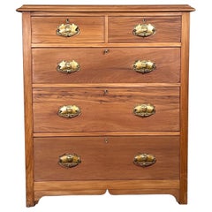 Antique English Country Pine Chest of Drawers 5 Drawer Dresser c1920