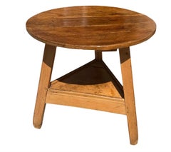 Antique English Country Rustic Pine Cricket Table
