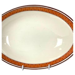 Antique English Creamware Bowl with Neoclassical Terracotta Colored Border 1820