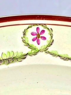Antique English Creamware Charger Hand Painted Circa 1785