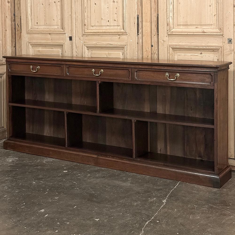 Antique English Credenza ~ Barrister's Bookcase exudes a stately elegance that will enhance any room, hallway, stairwell landing, or even behind a large sofa!  The tailored lines include a rectilinear architecture enhanced with fine molding detail,