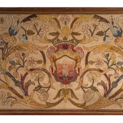 Antique English Crewelwork Framed Runner Panel with Floral Motifs - Rug & Kilim