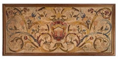 Antique English Crewelwork Framed Runner Panel with Floral Motifs - Rug & Kilim