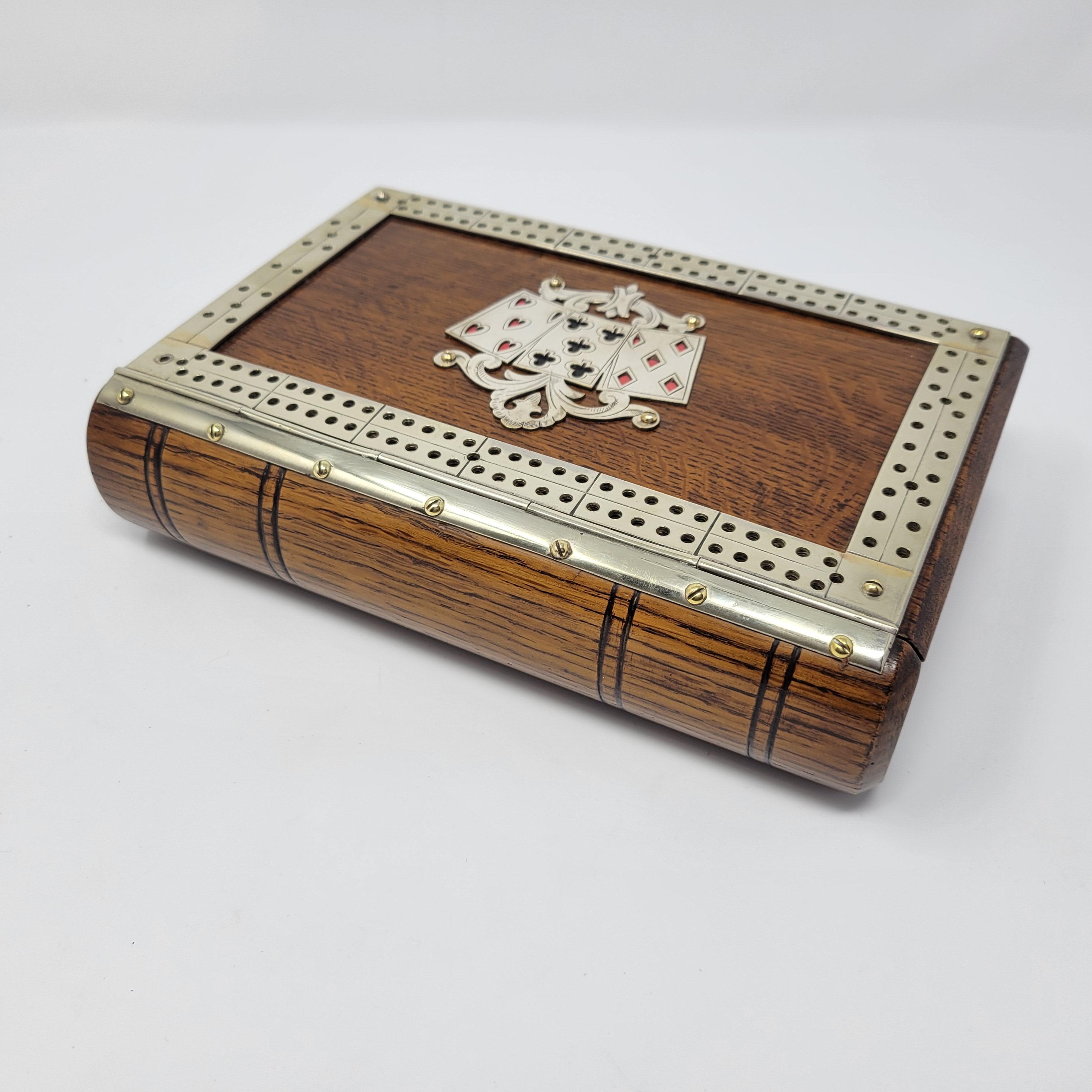 Antique English Cribbage Card Box 1