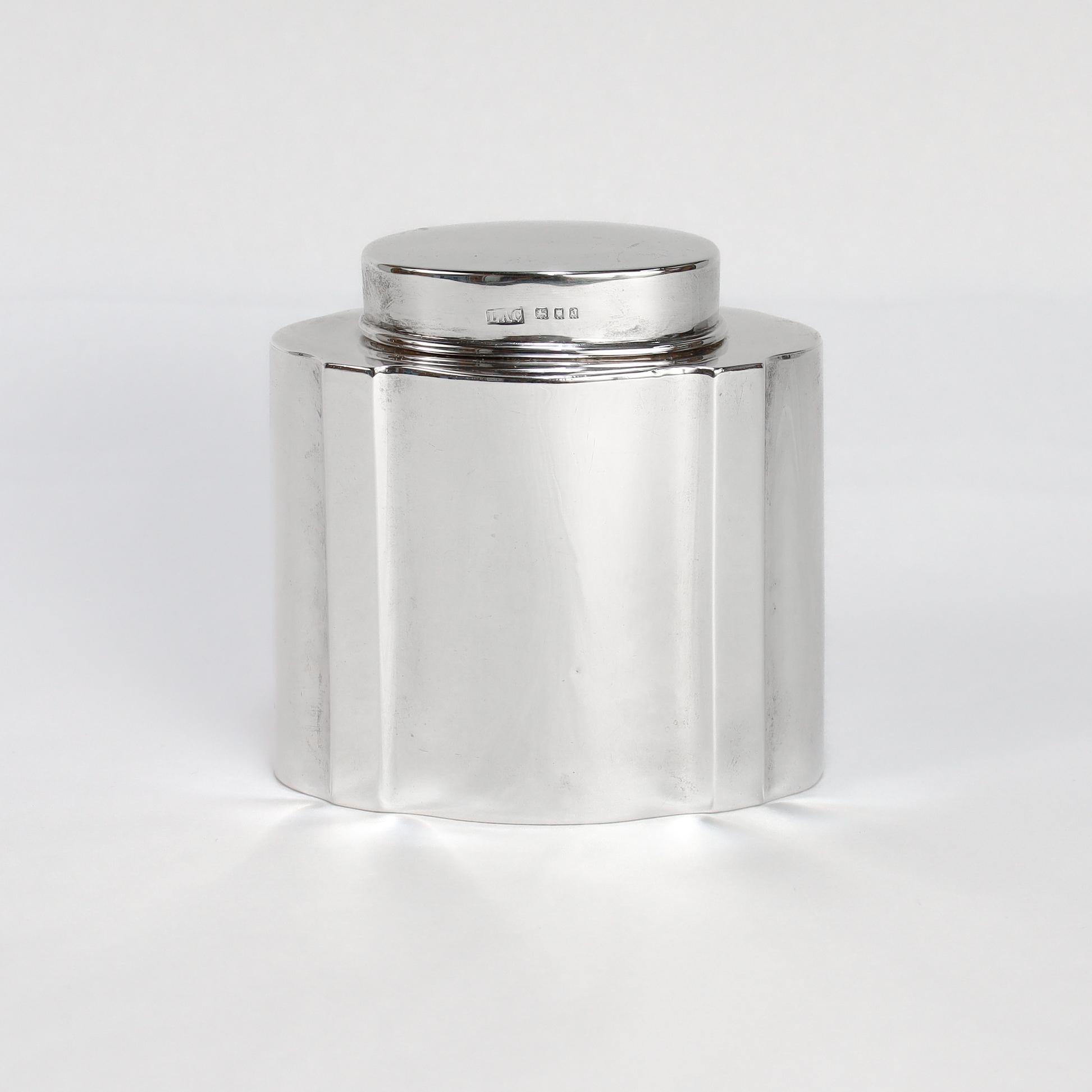Edwardian Antique English Crichton Brothers Sterling Silver Dresser Tea Caddy For Sale