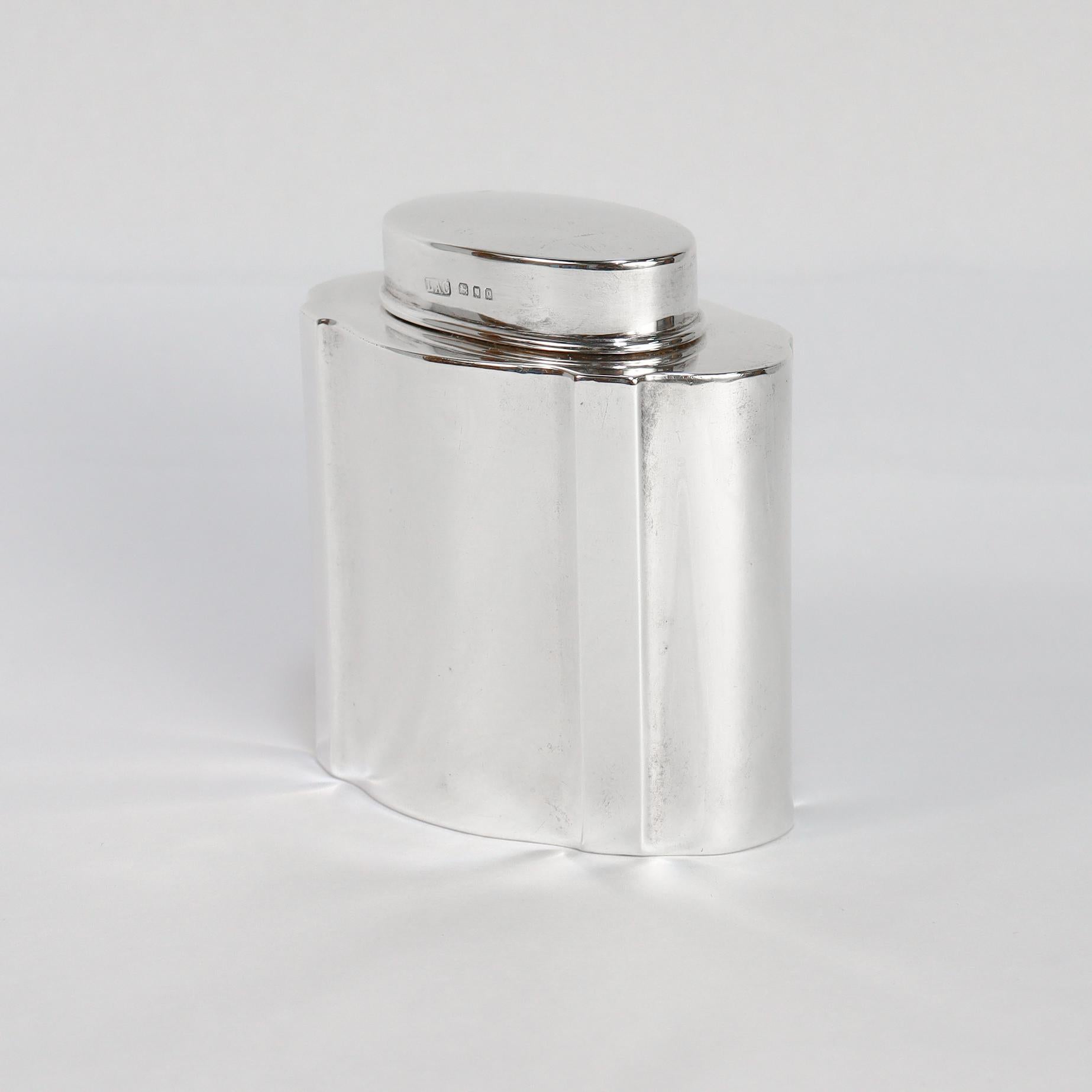 British Antique English Crichton Brothers Sterling Silver Dresser Tea Caddy For Sale