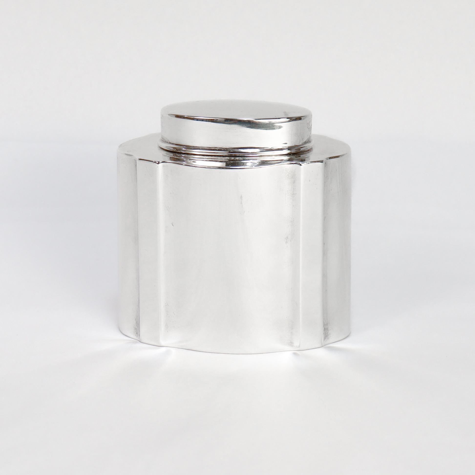 20th Century Antique English Crichton Brothers Sterling Silver Dresser Tea Caddy For Sale