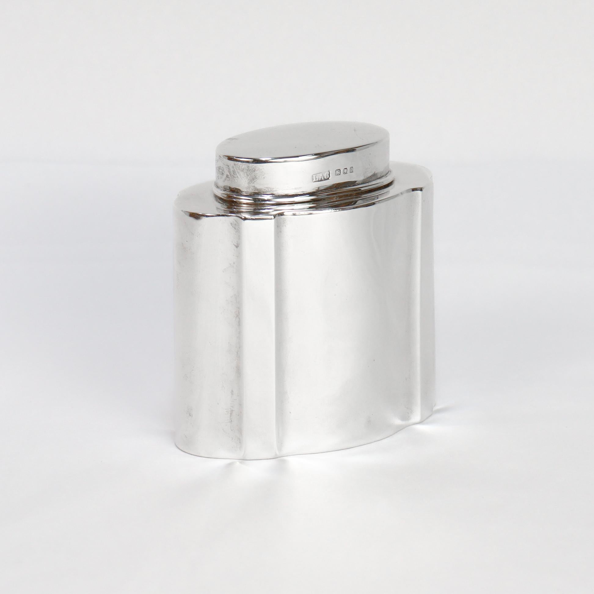Antique English Crichton Brothers Sterling Silver Dresser Tea Caddy For Sale 2