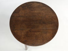 Antique English Cricket Table, Oak with Elm Base from 1700's Mostly Unrestored