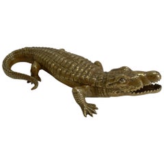 Antique English Crocodile / Alligator Inkwell / Desk Tidy, circa 1880