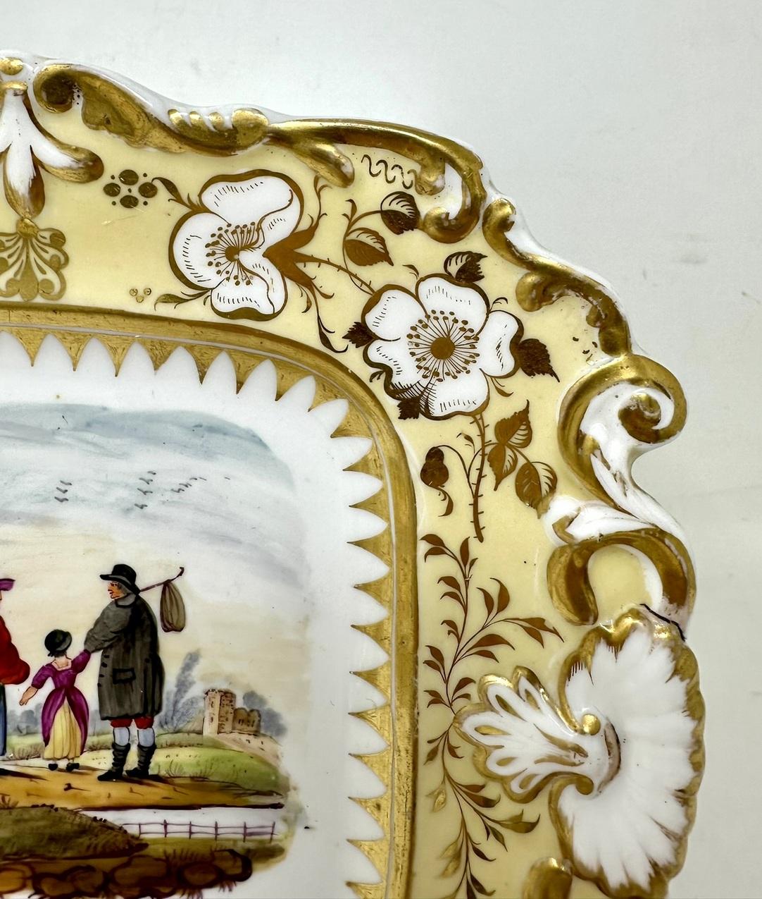 Antique English Crown Derby Pair Rural Scenes Cabinet Wall Plates Centerpieces   In Good Condition In Dublin, Ireland