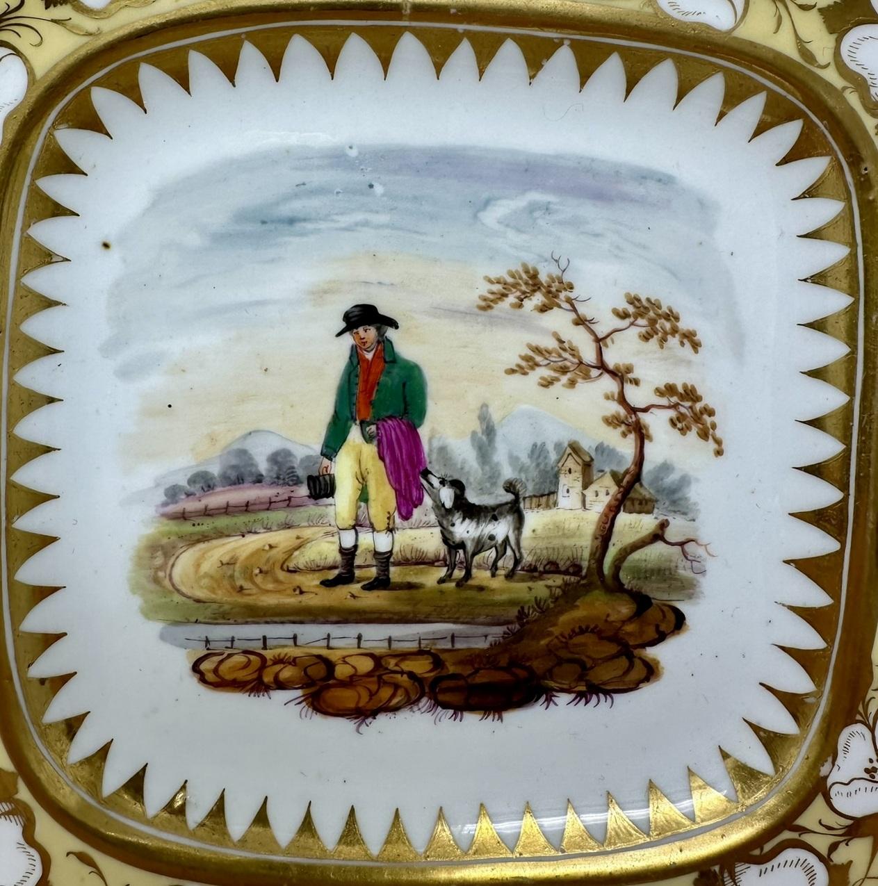 19th Century Antique English Crown Derby Pair Rural Scenes Cabinet Wall Plates Centerpieces  