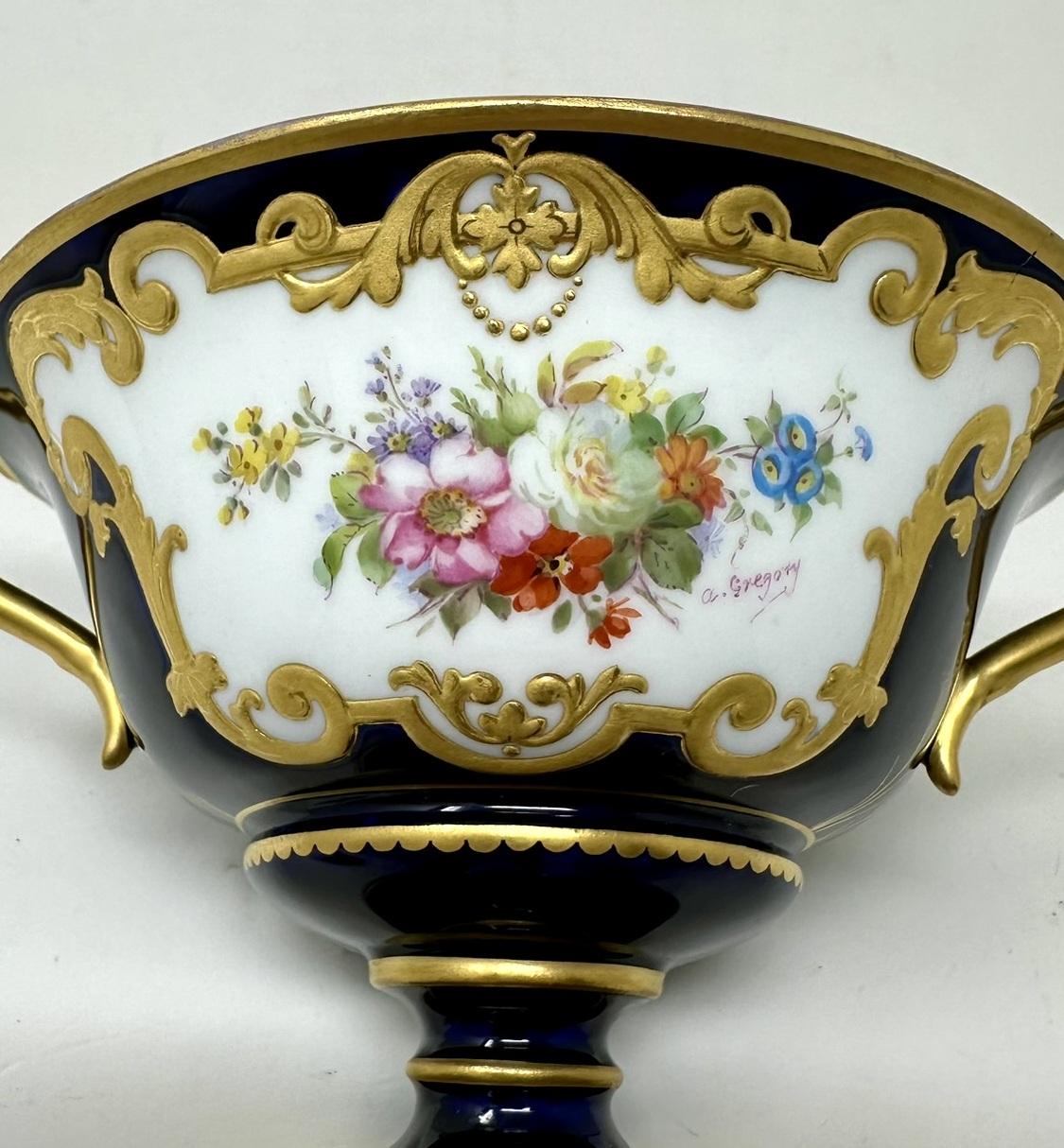 Antique English Crown Derby Urn Vase Centerpieces Albert Gregory Still Life 1913 1