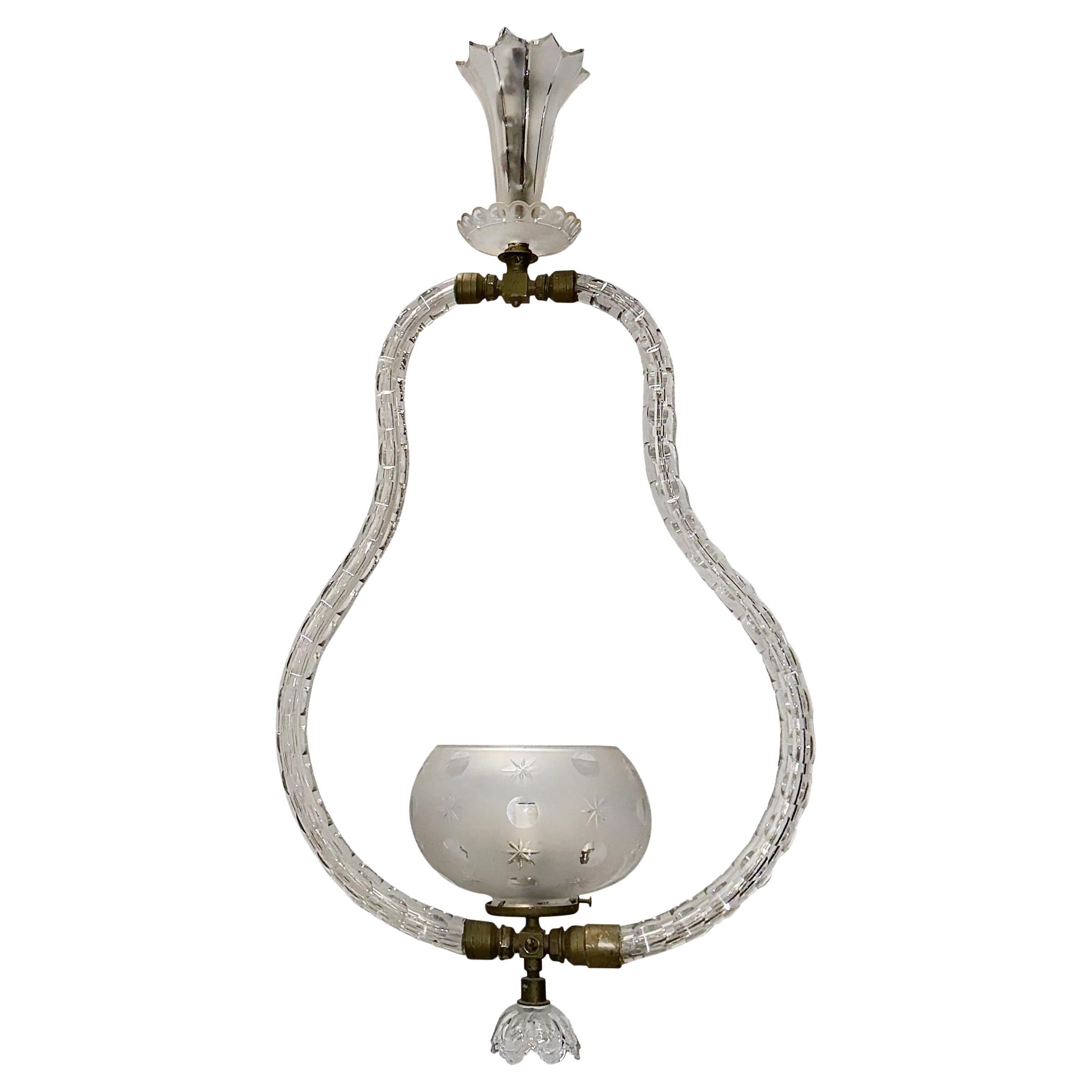 Antique English Crystal Light Fixture For Sale