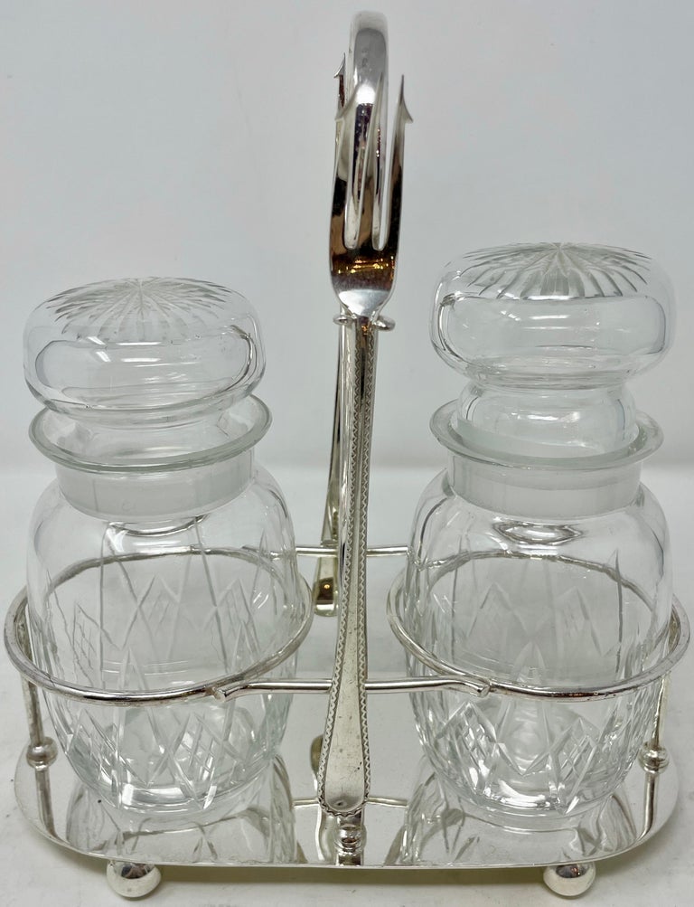 Antique English Crystal and SilverPlate Double Jar Pickle Castor and