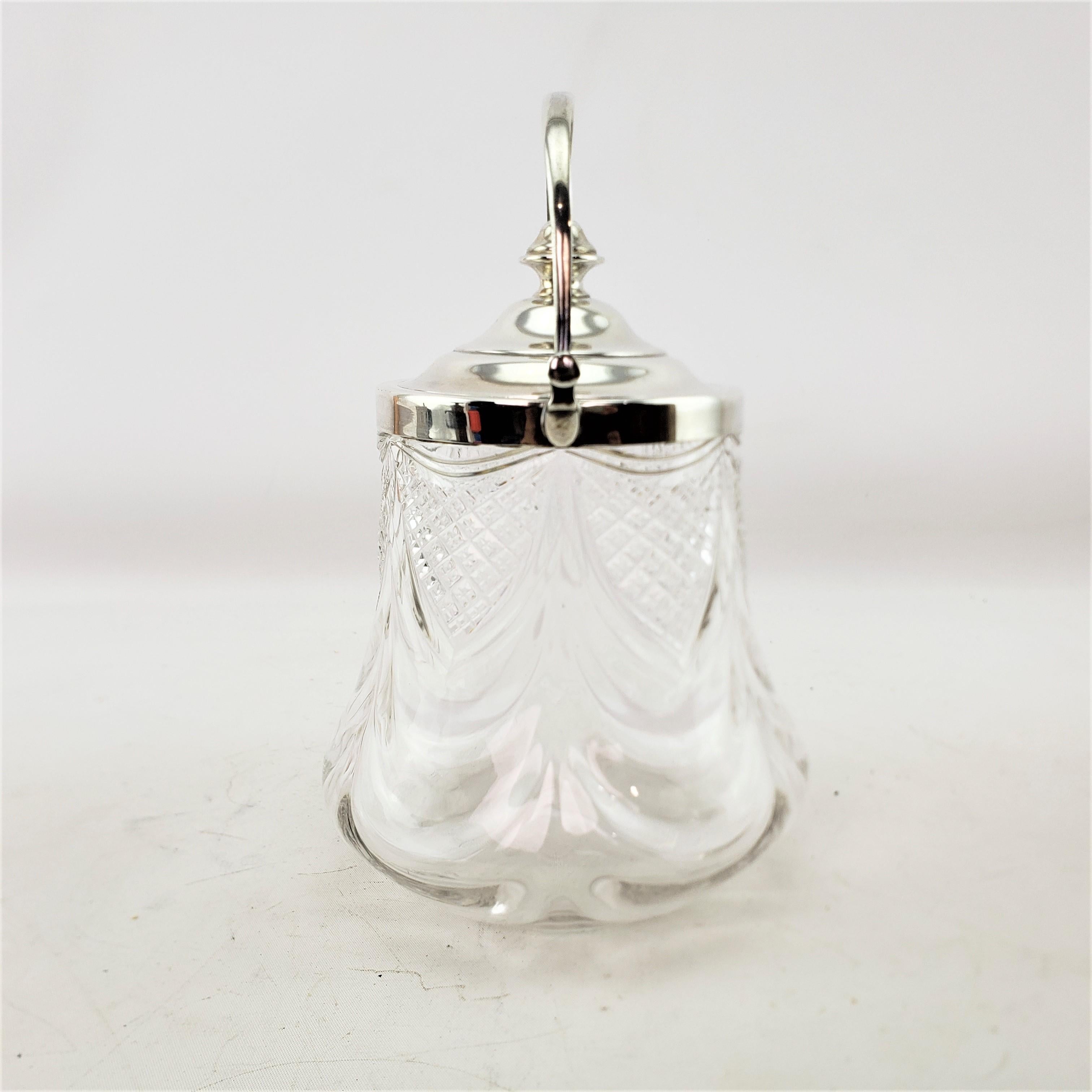 Argento 925 Antico barattolo di cristallo inglese e argento Sterling Barrel o Barattolo coperto in vendita
