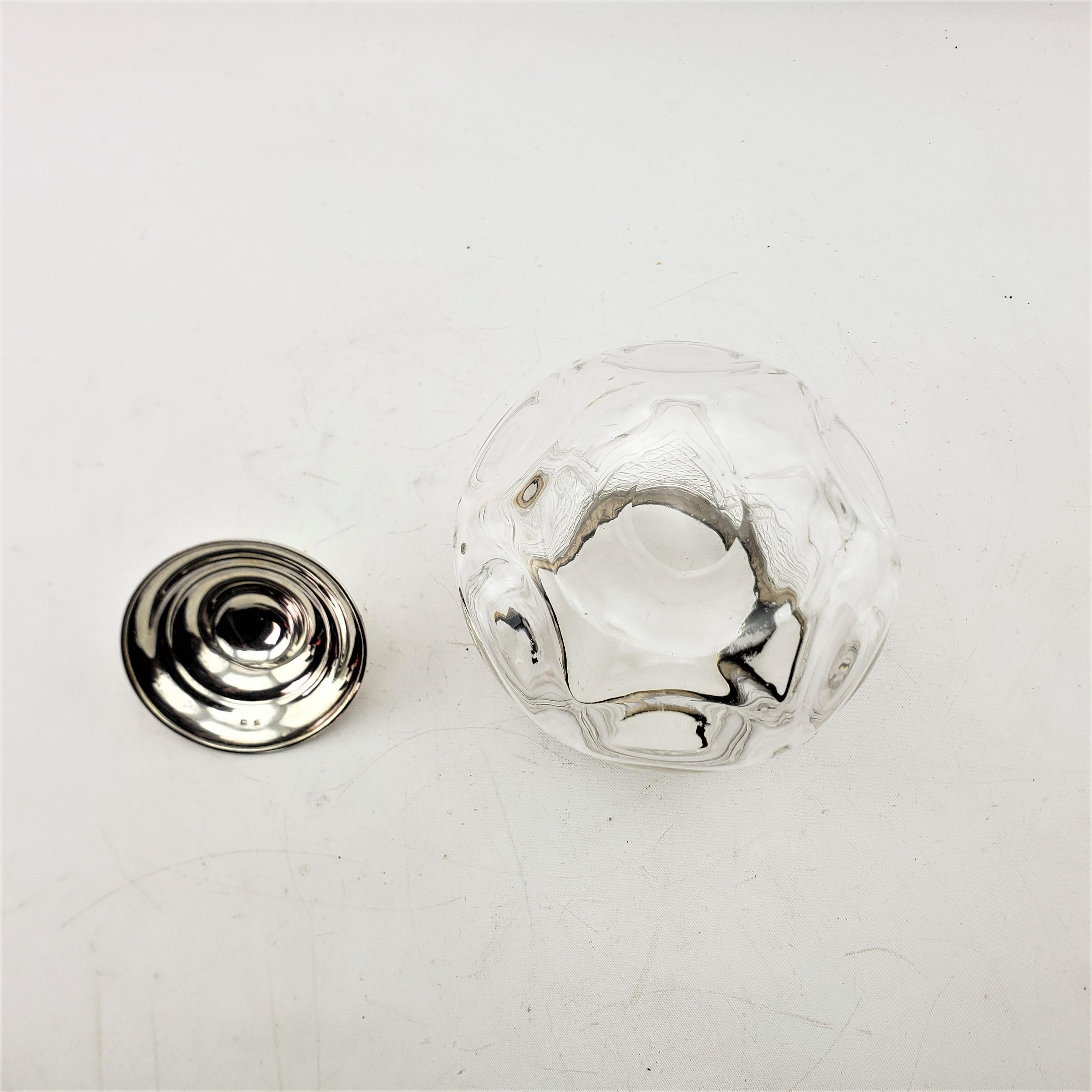Antico barattolo di cristallo inglese e argento Sterling Barrel o Barattolo coperto in vendita 4