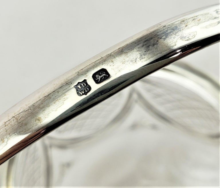 Antique English Crystal and Sterling Silver Biscuit Barrel or Covered ...